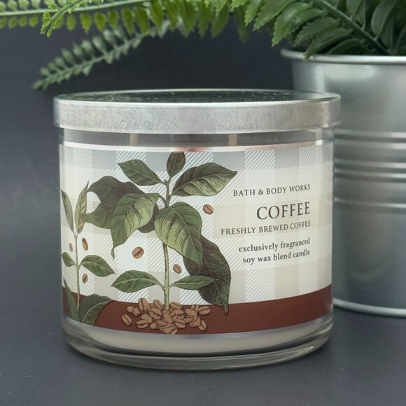 BBW Freshly Brewed Coffee (Coffee) Bath & Body Works 3 Wick Candle - Picture 1 of 10